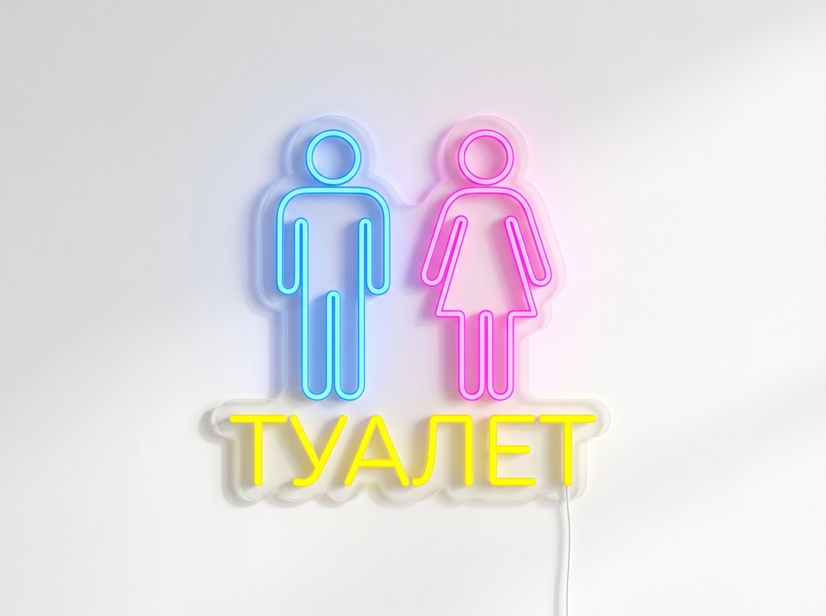 Неоновая вывеска «Туалет»